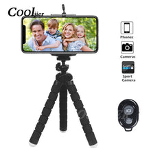 Load image into Gallery viewer, COOLJIER Flexible Sponge Octopus Mini Tripod With Bluetooth Remote Shutter For iPhone mini Camera Tripod Phone Holder clip stand